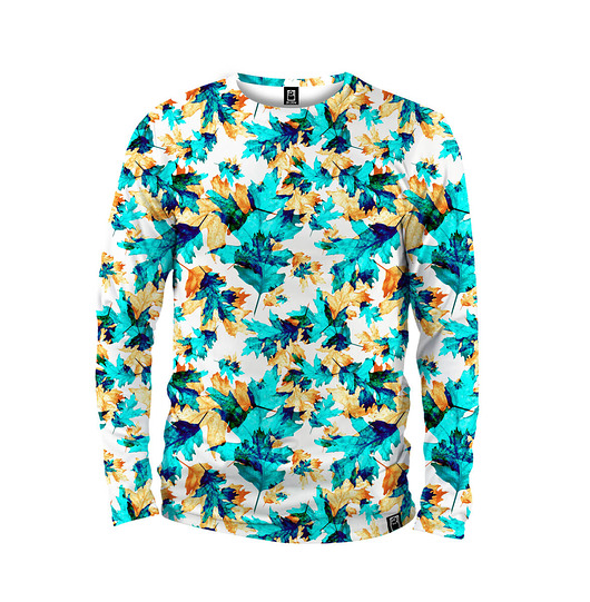 bluzy męskie Koszulka Longsleeve Męska DR.CROW Cyan Leaves