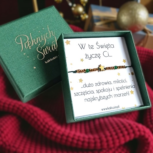 bransoletki z kamieni naturalnych WYSYŁKA 24h : Świąteczna bransoletka - na prezent - świąteczne pudełko