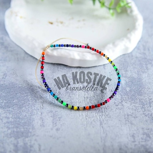 bransoletki na sznurku Kolory Tęczy na kostkę, bransoletka na nogę