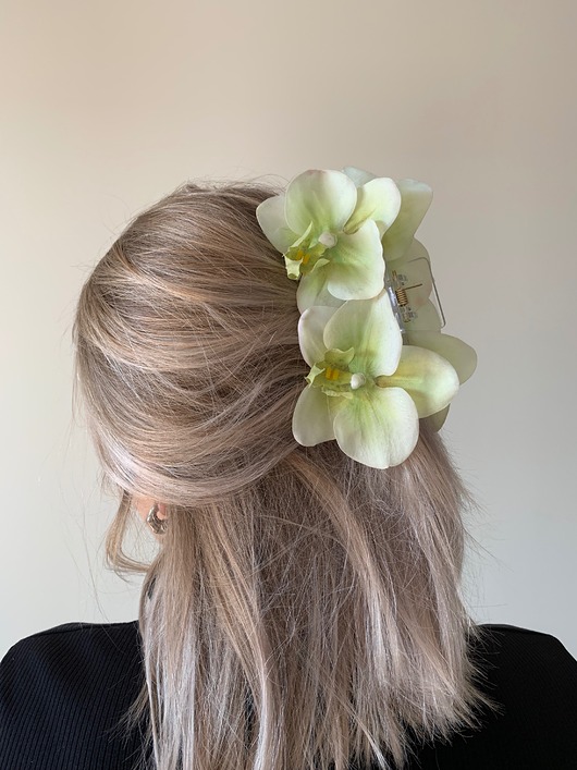 spinki i klamry do włosów Pistacjowa spinka z orchideą