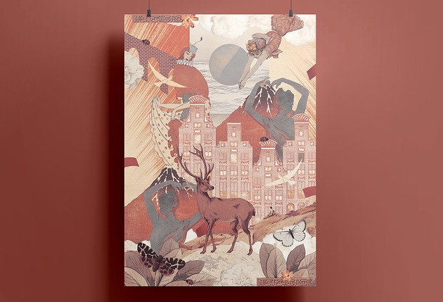 grafiki i ilustracje Plakat - kolaż - Merging Realms - A4