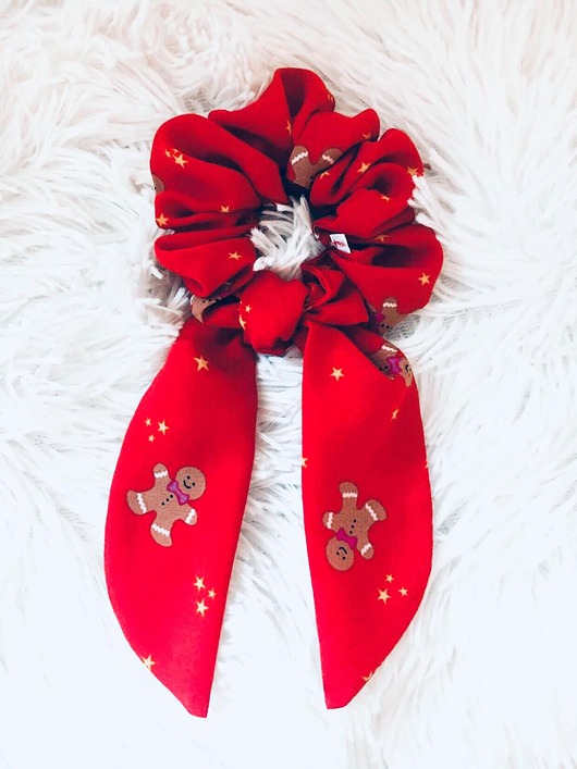 gumki do włosów Frotka do włosów " Pierniczek " - czerwona