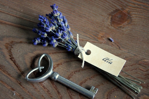 Ślub - inne Winietki na stół 10x lawenda naturalna