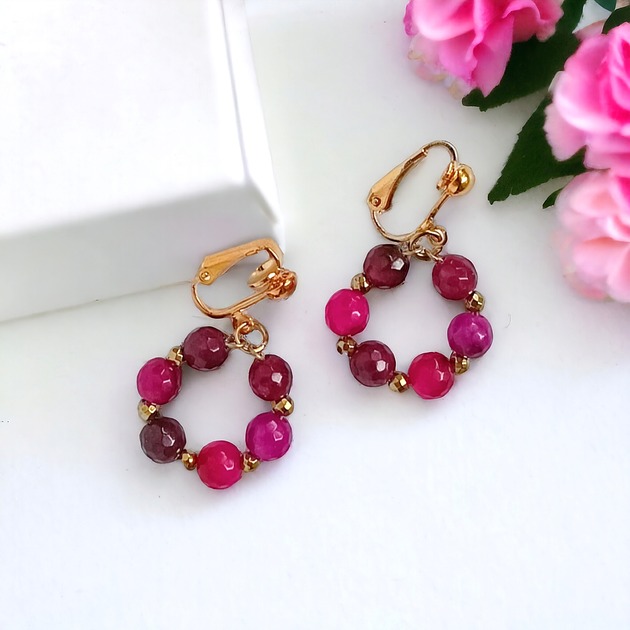 klipsy Kolekcja WIANKI : urocze klipsy :: fuchsia