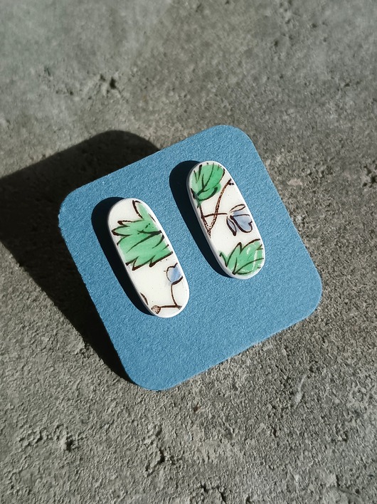 kolczyki ceramiczne Kolczyki ceramiczne w kwiaty