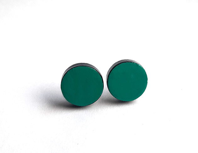 kolczyki drewniane Wkrętki turkusowe