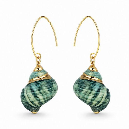 kolczyki pozłacane Kolczyki srebro złocone TURQUOISE SEASHELLS
