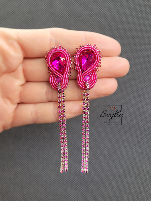 kolczyki soutache Kolczyki Longi różowe