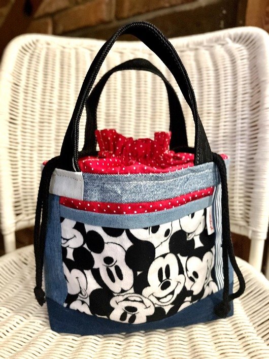 kosmetyczki Jeansowy podróżny kuferek na kosmetyki MICKEY