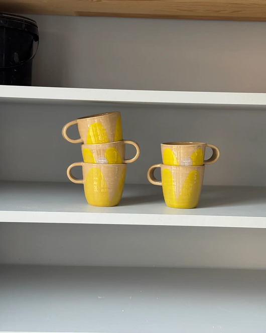 kubki Ceramiczny Kubek Żółty Vintage 200 ml  CA