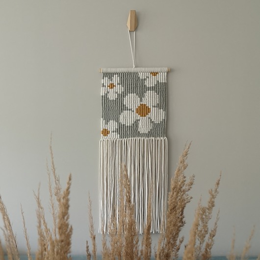 makramy Makrama makatka Daisy w stokrotki