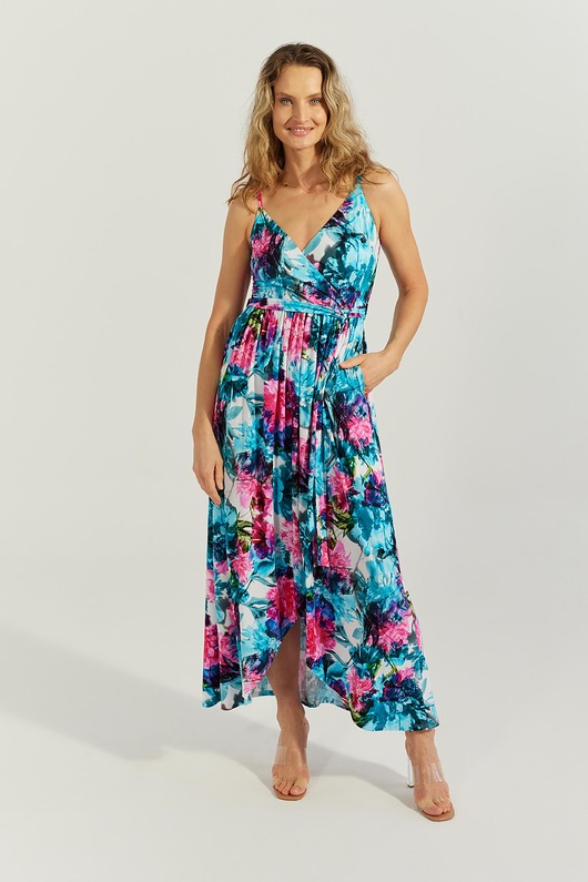 sukienki maxi damskie Sukienka TULIPAN bajkowe hortensje