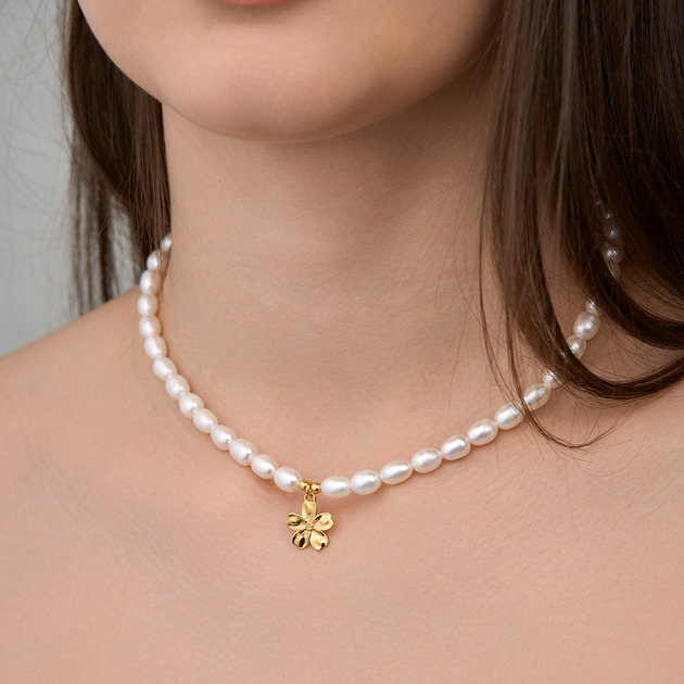chokery Choker naszyjnik perły naturalne- srebro 925 pozłacane