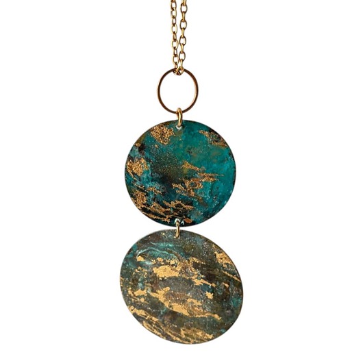 naszyjniki - inne Naszyjnik turkusowy podwójne koła c1401