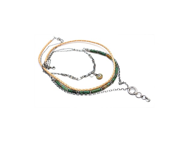 korale Turkusowe wałeczki /kaskada/- naszyjnik