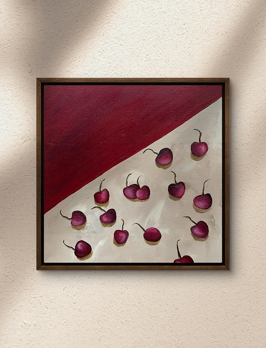 obrazy Wiśniowy chaos - obraz abstrakcyjny na płótnie 30x30 cm