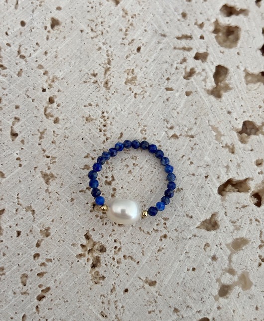 pierścionki elastyczne Pierścionek elastyczny Lapis Lazuli i Perły Naturalne