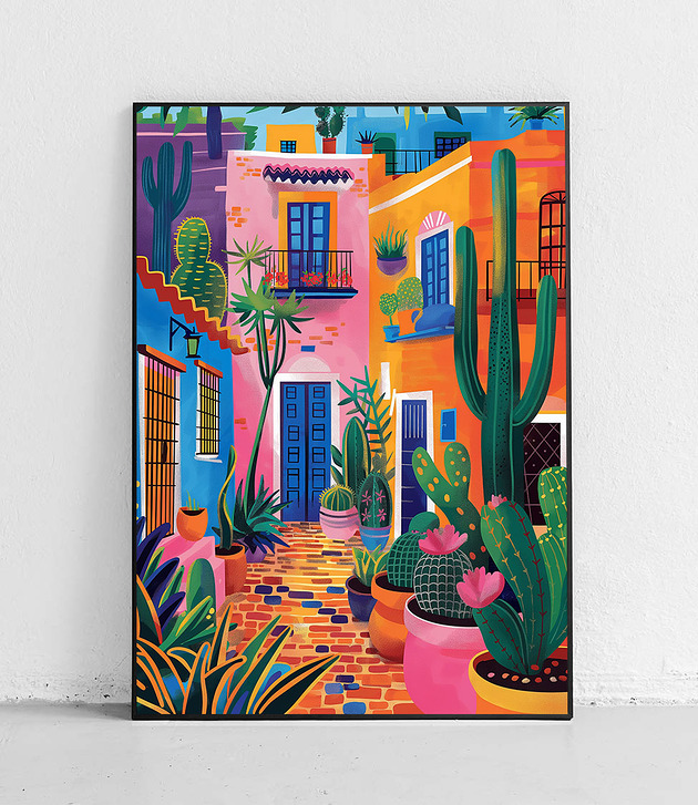 plakaty Plakat Kaktusy na podwórku słońca
