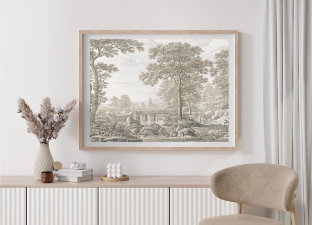 plakaty PLAKAT Toile de jouy, szara dekoracja, sztuka francuska