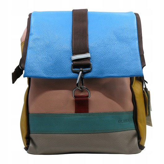 plecaki Plecak skórzany pojemny stylowy miejski mieści A4 kolorowy wygodny OLIVKA