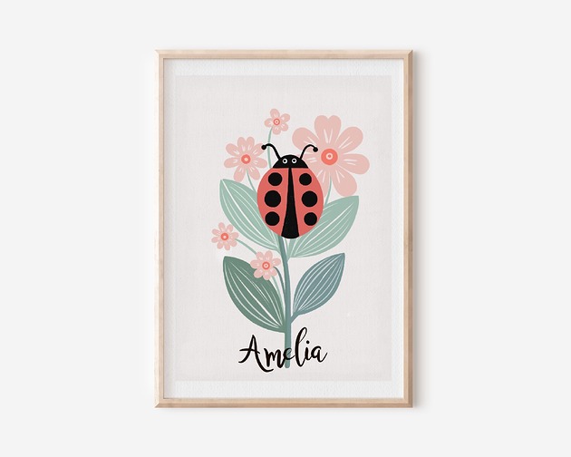 obrazy i plakaty do pokoju dziecięcego Plakat dziecięcy imienny - Biedronka