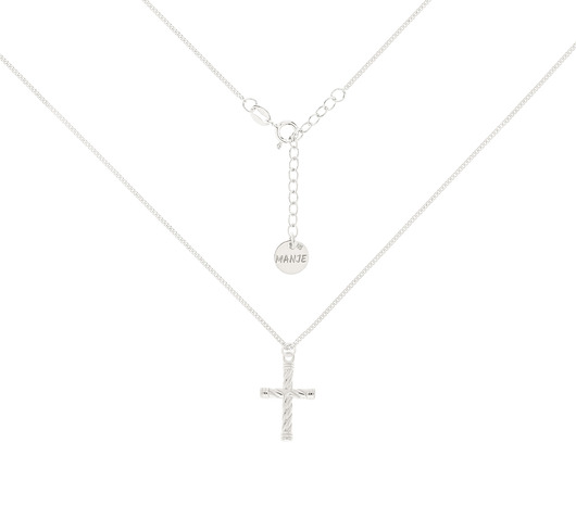 chokery Srebrny choker pancerka z plecionym krzyżem