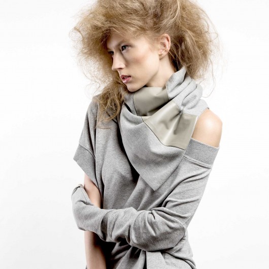Zapinany Szal Tuba Szary Melanż DRESS PU GREY CADOaccessories