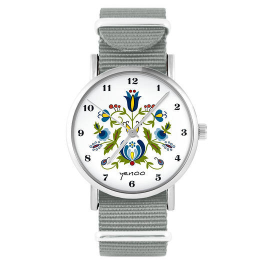 zegarki damskie Zegarek - Kaszubski - szary, nylonowy