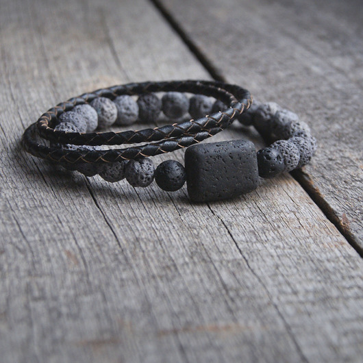 KOMPLET męskich bransoletek :: grey & black kaktusia