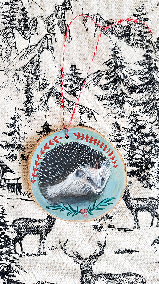 ozdoby choinkowe Drewniana, ręcznie robiona ozdoba choinkowa, możliwa personalizacja, jeż