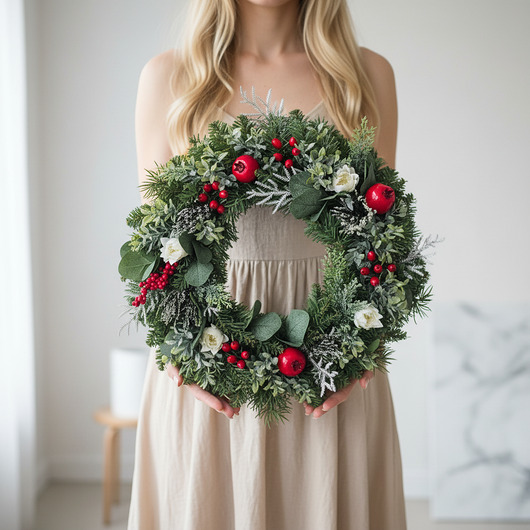 wianki bożonarodzeniowe Zimowy wianek na drzwi