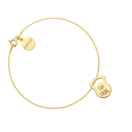 bransoletki srebrne Złota bransoletka kettlebell STAY STRONG