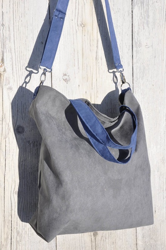 Torba hobo XXL - szarość, kobalt PRACOWNIA 166