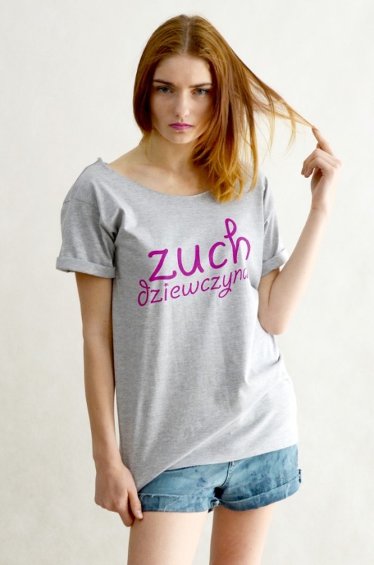 ZUCH DZIEWCZYNA - Koszulka Oversize SZARA GAU great as You