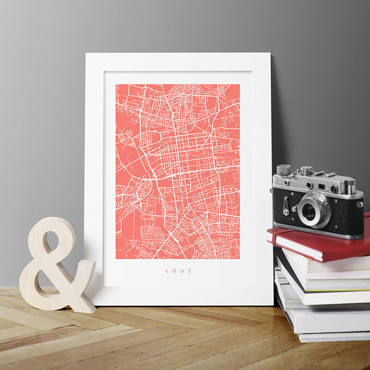 PLAKAT ŁÓDŹ - A3 - MAPA MIASTA, KOLORY PLAKATY GEOMETRYCZNE
