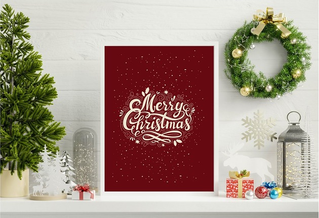 grafiki i ilustracje PLAKAT zimowy Plakat świąteczny Merry Christmas