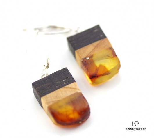 Wood&Amber Kolczyki Czarny Dąb Maszyneria