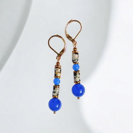 kolczyki z kamieniami JASPER collection : kolczyki dłuższe 5cm : jaspis & jadeit niebieski