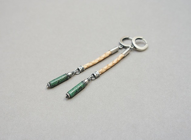 kolczyki wire wrapping Turkusowe wałeczki vol. 3  kolczyki