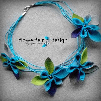zielone fioletowe w turkusach FlowerFelt Design