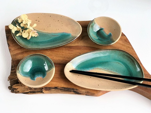 patery i talerze SUSHI SET Zestaw ceramiczny do sushi dla dwojga