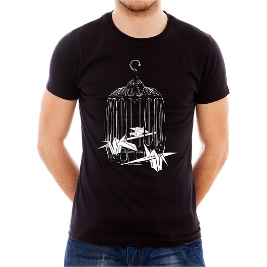 t-shirty męskie Koszulka czarna  męska Klatka