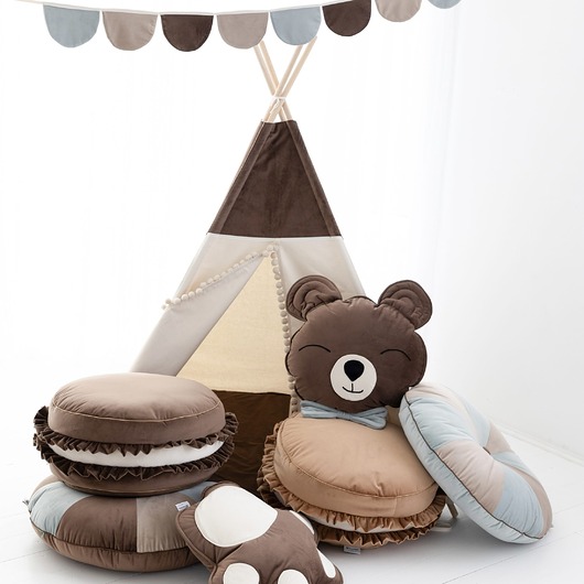 namioty i tipi dla dzieci Namiot brązowy do zabawy + mata - Teddy