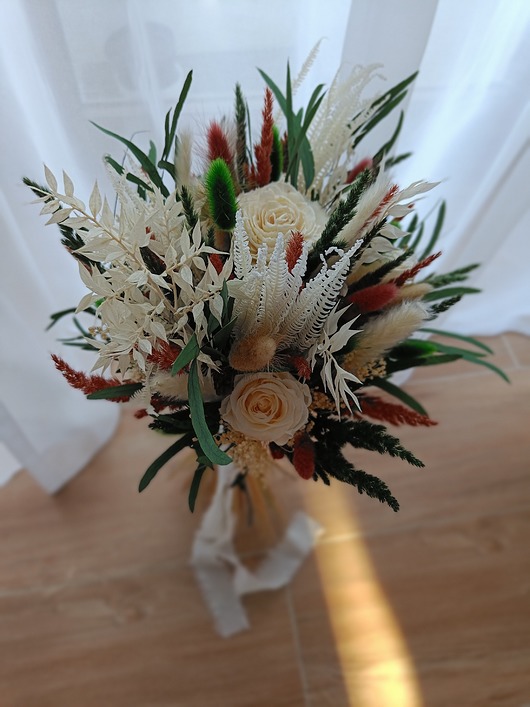 dodatki ślubne Bukiet Ślubny z suszonych i stabilizowanych kwiatów - Leśny
