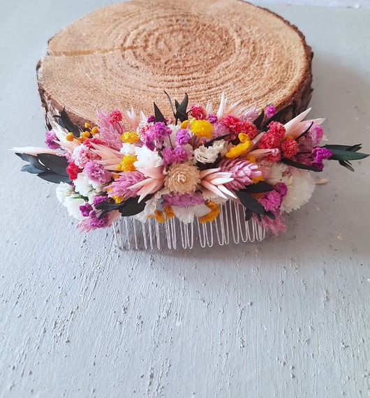 Ślubne ozdoby do włosów Wielobarwny grzebyk do włosów z kwiatami