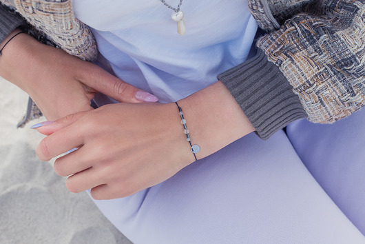 bransoletki z kamieni naturalnych Jasna Bransoletka Bliźnięta - Akwamaryn Kryształ Topaz Chalcedon