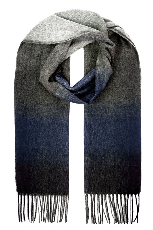 tuby i kominy Szalik Męski niebieski cieniowany szal komin szary