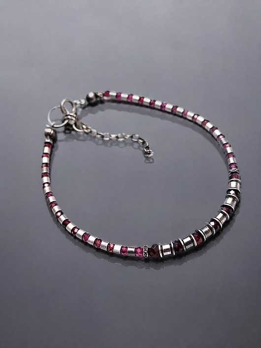 bransoletki wire wrapping Żmijka vol. 4 /garnet/ - bransoletka