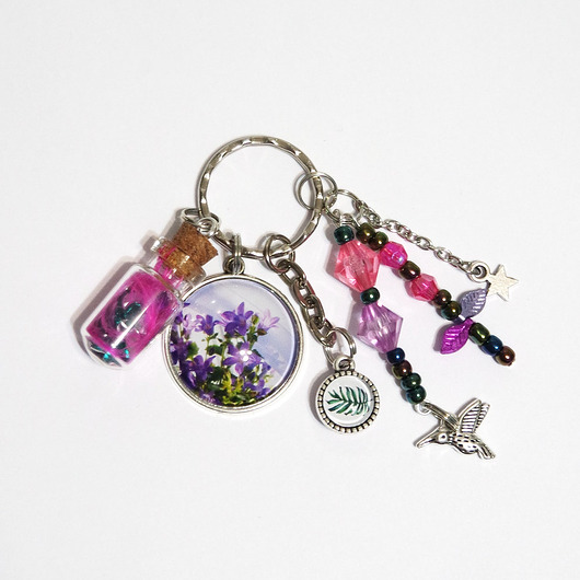 breloki Breloczek - Kwiaty, koliber, fiolka