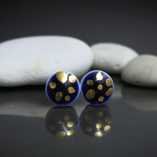 kolczyki ceramiczne PEBBLE Gold 6mm /stal chirurgiczna/